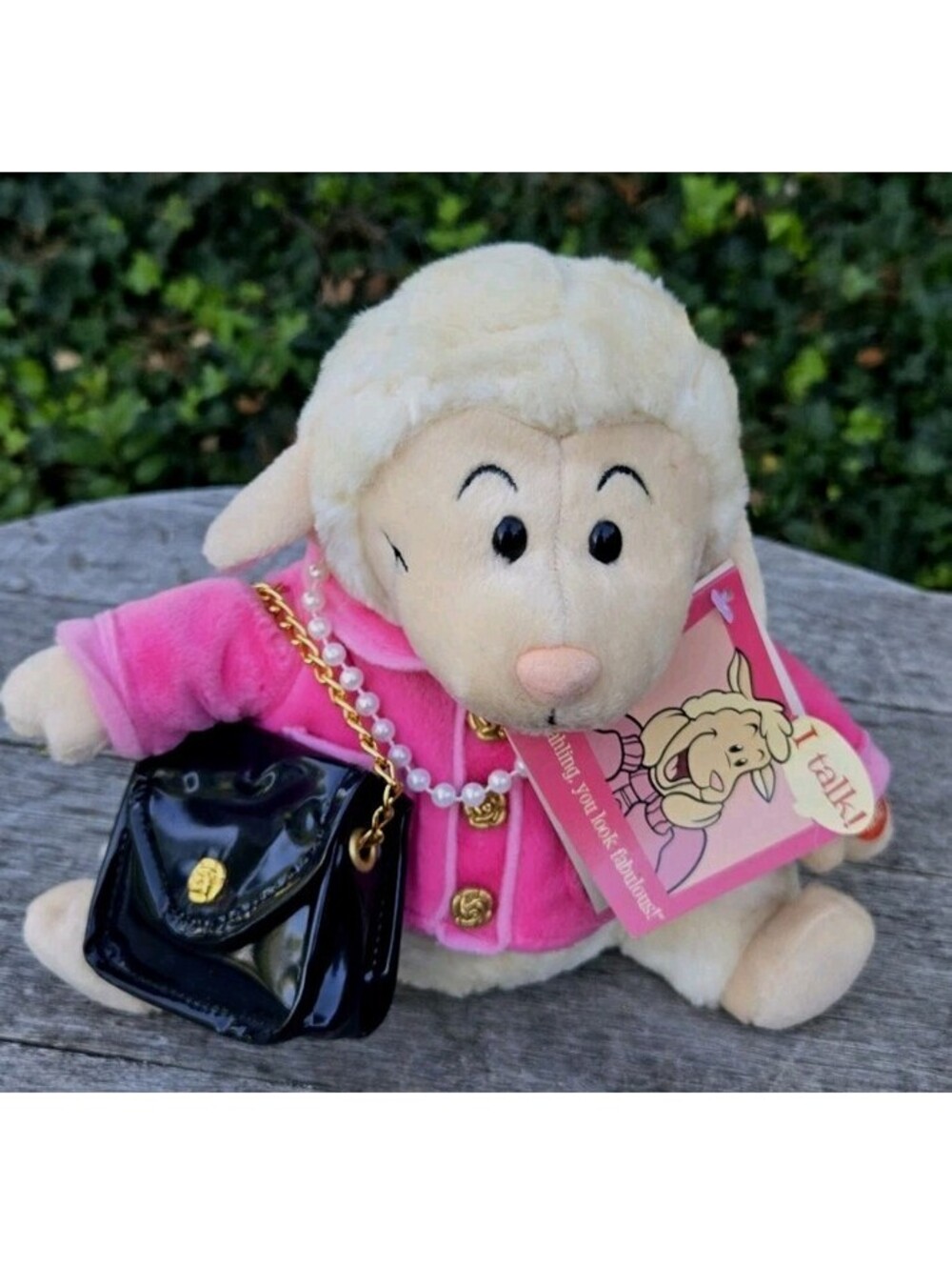 Russ Berrie Baahbara Lamb with Pink Jacket, Matching Purse DOES NOT TALK!